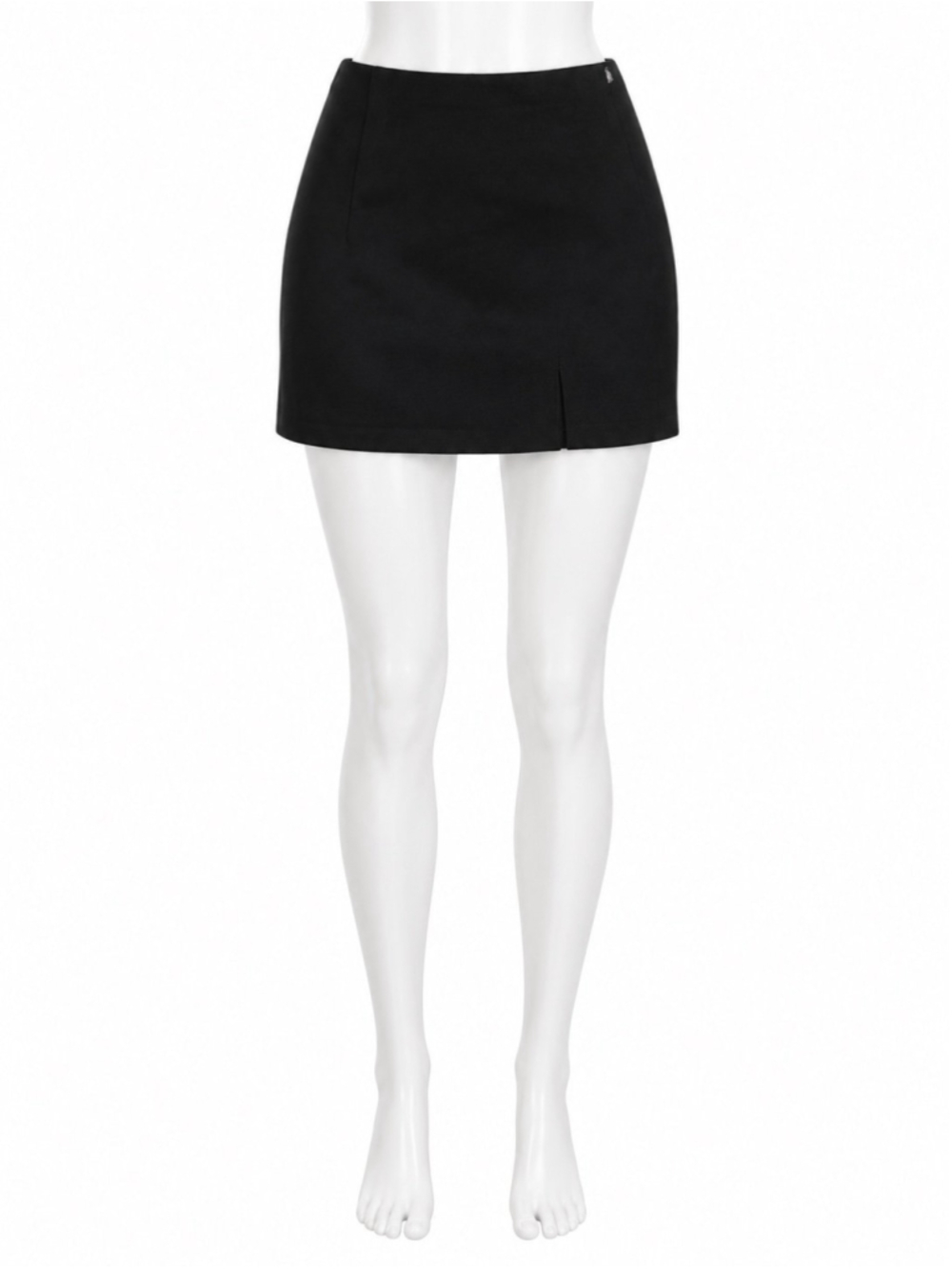 Black High-Waisted Mini Skirt slit 80s 90s vintage